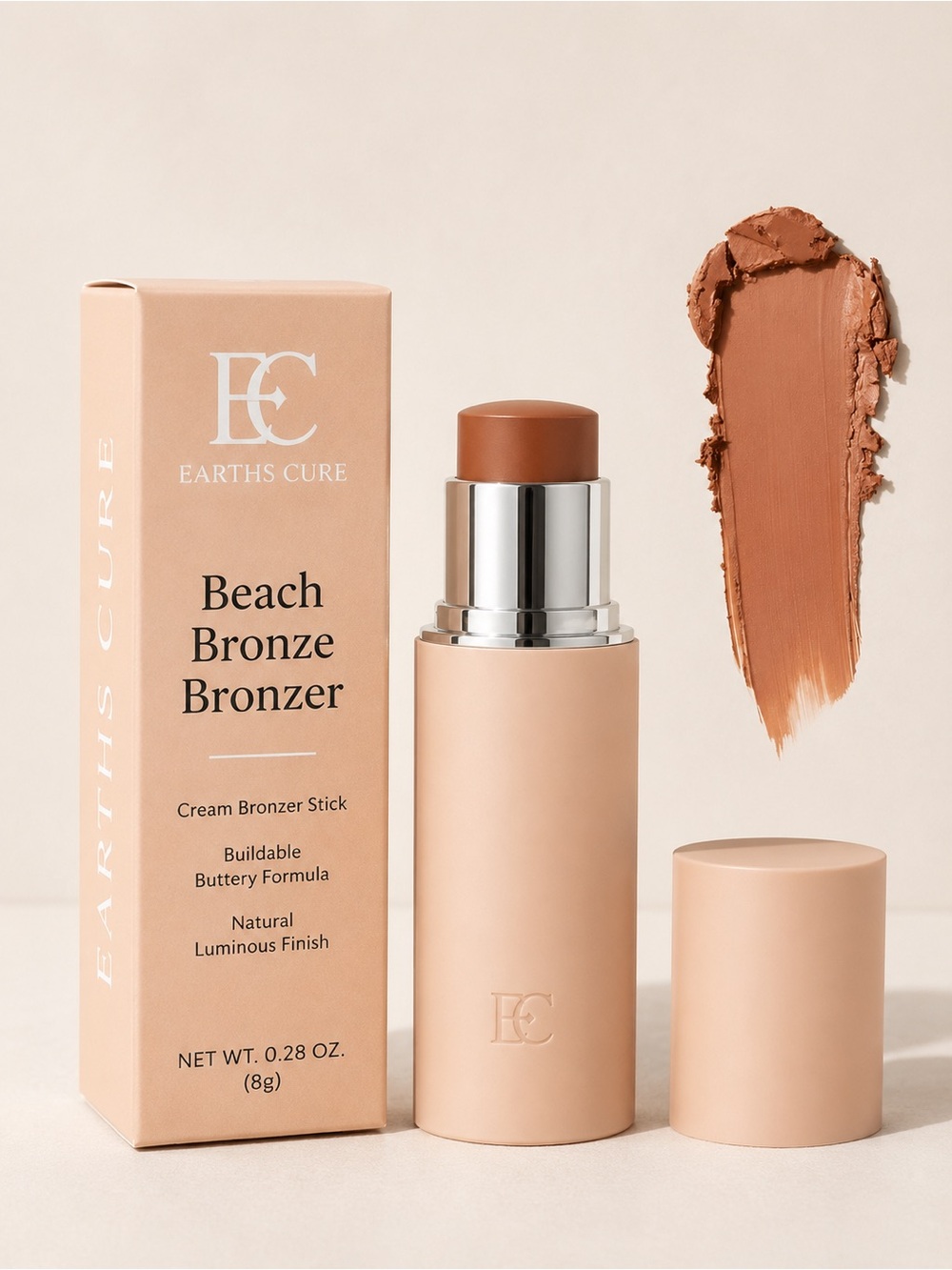 Earths Cure Beach Bronze Cream Bronzer Stick Buildable Glow Contour Makeup